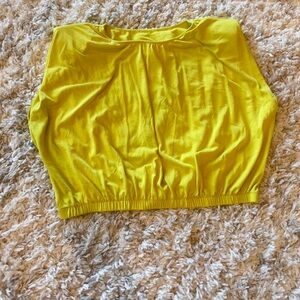 NWOT Express Large cropped top.  Neon yellow with shoulder pads.